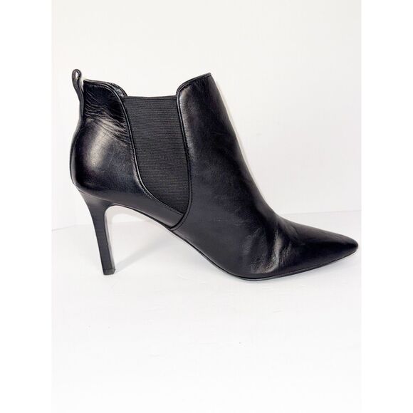 Lauren Ralph Lauren Bootie Heel Pointed Toe Stiletto Black Leather Ankle Boot 8 - Picture 9 of 16